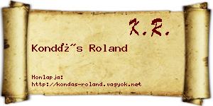Kondás Roland névjegykártya